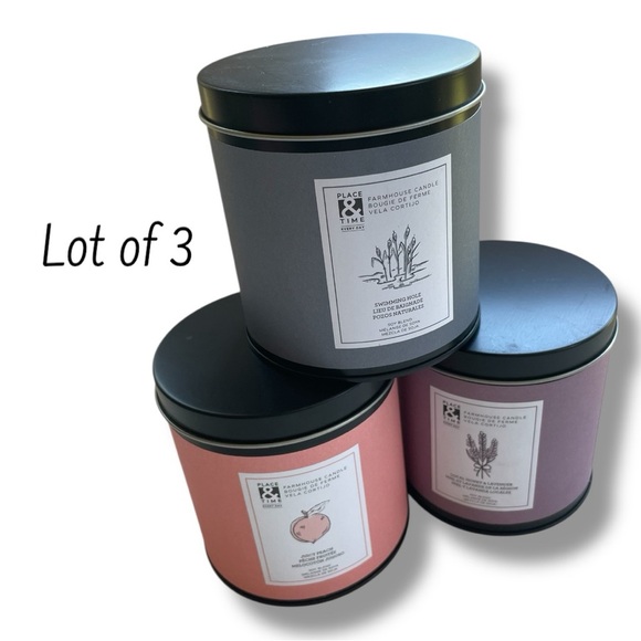 Place & Time Other - Scented Candle 3 Piece Set - 12oz Farmhouse Tin Place & Time